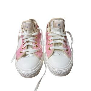 Hearts XoXo Converse Collab‎  All Star Low Top Sneakers Pink White Stripe 9